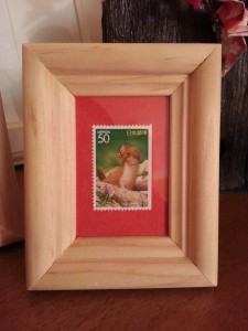 Handmade wooden frame with stamp