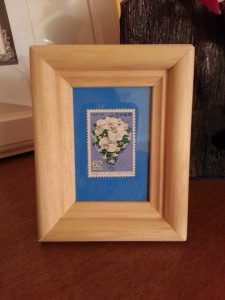 Handmade wooden frame with stamp